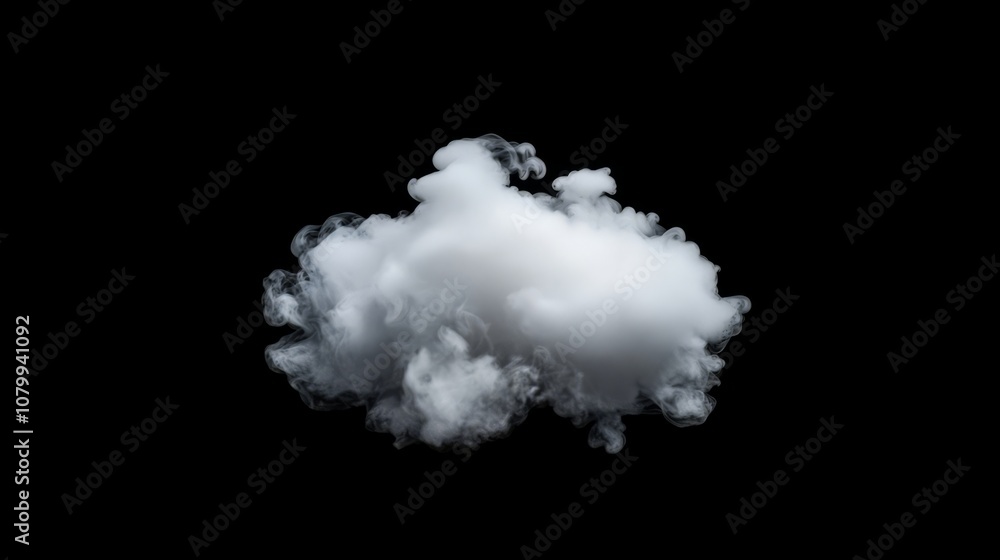A fluffy white smoke formation puffing outwards, creating an ethereal effect on a black background A fluffy white smoke formation puffing outwards, creating an ethereal effect on a black background
