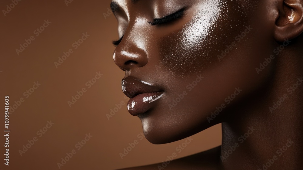 Highlighted cheekbone with dewy finish and glow. Highlighted cheekbone with dewy finish and glow.