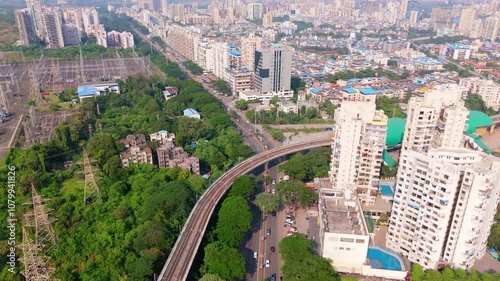 Aerial Cityscape with High Rise Towers photo