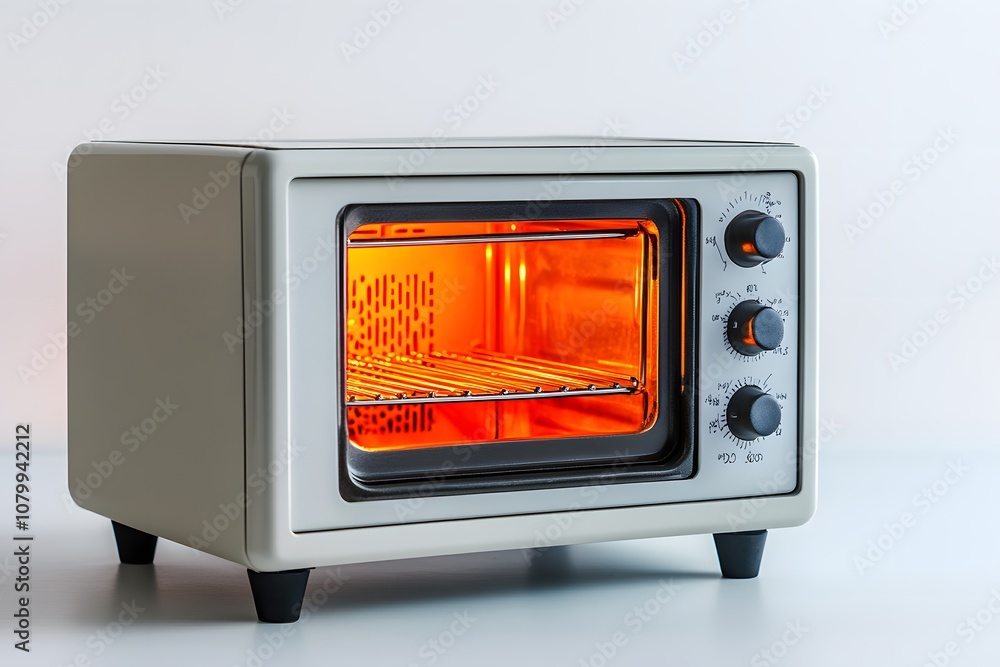 Modern Toaster Oven with Heating Coils in Side View Modern Toaster Oven with Heating Coils in Side View