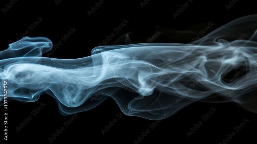 A delicate white smoke curl rising softly, creating a gentle atmosphere on a black background