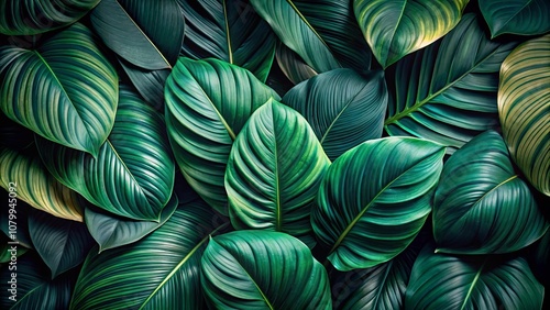 Wallpaper Mural A symphony of verdant leaves, their intricate veins and deep green hues creating a captivating natural pattern. Torontodigital.ca