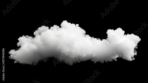 A dense white smoke cloud with soft gradients, isolated beautifully on a black background