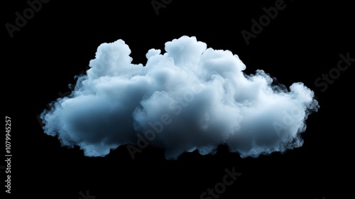 A dense white smoke cloud with soft gradients, isolated beautifully on a black background