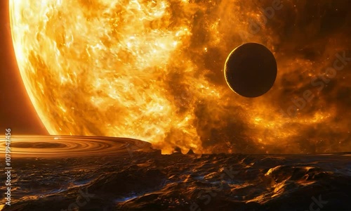 Planet with rings in a distant galaxy