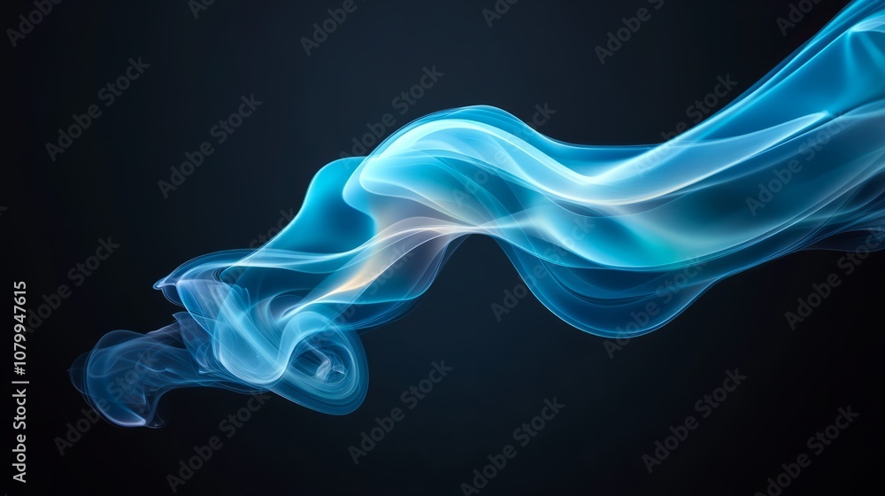 A dynamic blue smoke swirl with intricate details, isolated against a dark background A dynamic blue smoke swirl with intricate details, isolated against a dark background