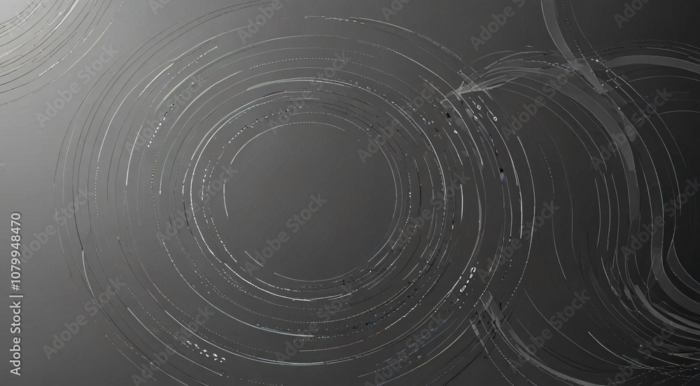 Obraz premium Abstract technology background with circular digital lines, dark gray futuristic interface pattern, minimalist high-tech data motion design