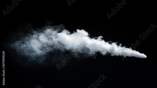 A fluffy white smoke formation puffing outwards, creating an ethereal effect on a black background