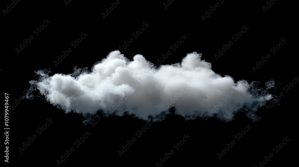 A fluffy white smoke puff expanding softly, isolated on a black background A fluffy white smoke puff expanding softly, isolated on a black background