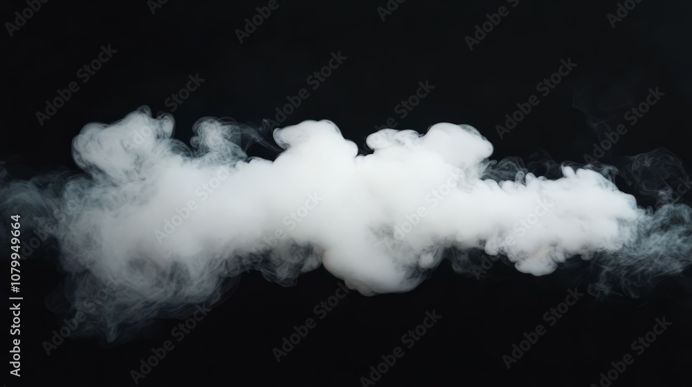 A fluffy white smoke puff expanding softly, isolated on a black background A fluffy white smoke puff expanding softly, isolated on a black background