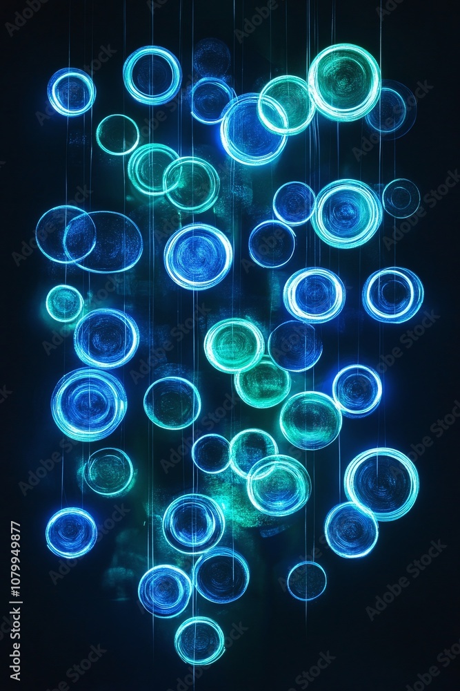 Ethereal Floating Bubbles with Glowing Blue and Green Light Effects against a Dark Background, Ideal for Abstract Design and Digital Art Projects Ethereal Floating Bubbles with Glowing Blue and Green Light Effects against a Dark Background, Ideal for Abstract Design and Digital Art Projects