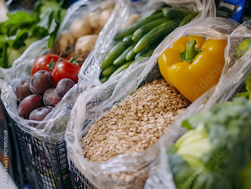 ​Farmer's market with display of vegetables photo