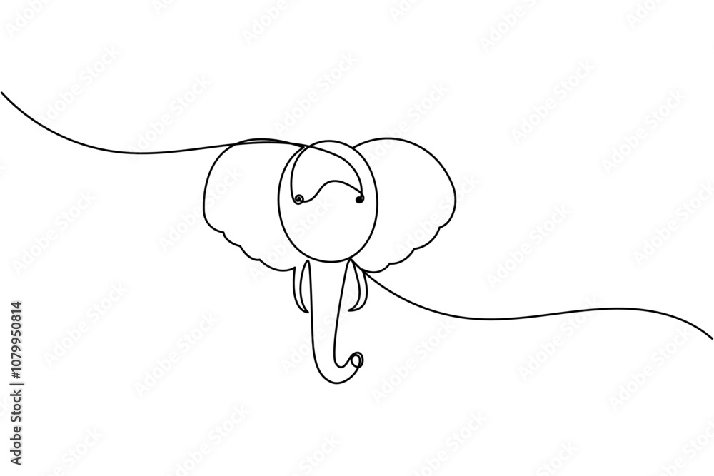 Obraz premium Elephant continuous line drawing of isolate animal wildlife outline simple vector icon