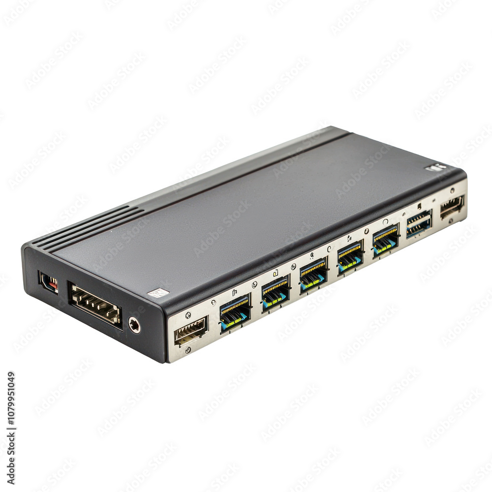 KVM switch with multiple input and output ports. isolated on transparent background KVM switch with multiple input and output ports. isolated on transparent background