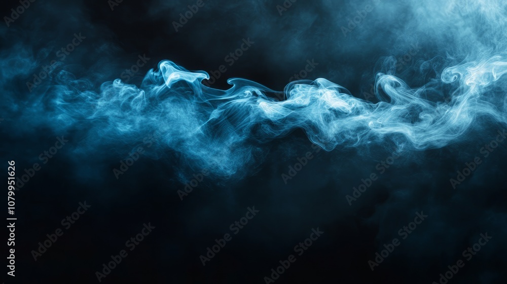 Fototapeta premium A gentle white smoke plume drifting gracefully, isolated on a black background