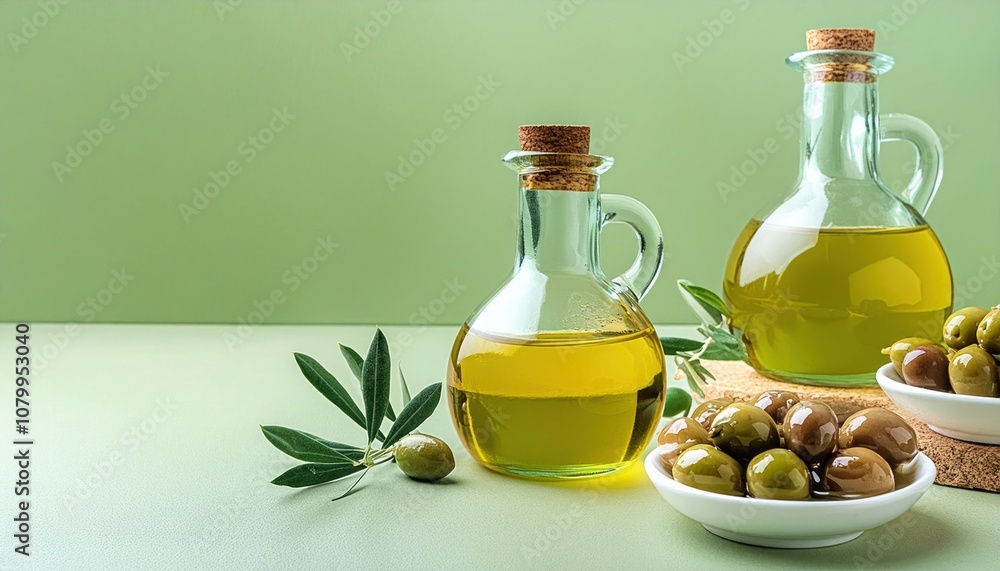 Premium Olive Oil and Olive Branch Branding Image with Copy Space for Text Premium Olive Oil and Olive Branch Branding Image with Copy Space for Text
