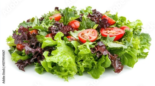 Fresh and Vibrant Salad with Red Cherry Tomatoes and Mixed Greens, Perfect for Healthy Meals and Light Dishes in Culinary Presentations