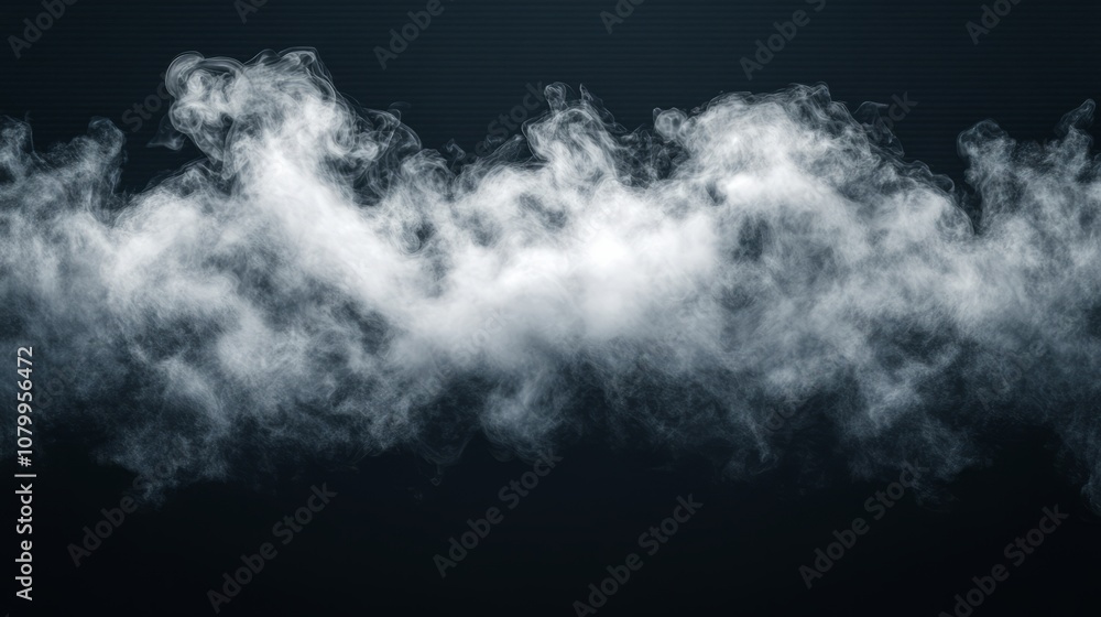 A light, airy white smoke cloud floating effortlessly, isolated on a solid black background A light, airy white smoke cloud floating effortlessly, isolated on a solid black background