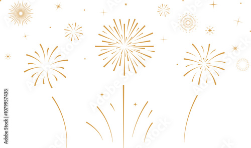 Colorful Fireworks and Sparks isolated on white Background.Vector Design.