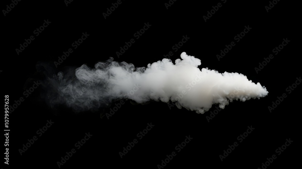 A large white smoke cloud billowing softly, set against a solid black backdrop A large white smoke cloud billowing softly, set against a solid black backdrop