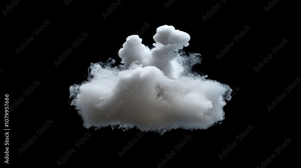 A large white smoke cloud billowing softly, set against a solid black backdrop A large white smoke cloud billowing softly, set against a solid black backdrop