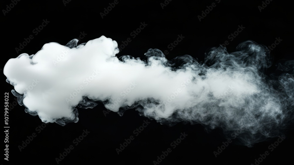A large white smoke cloud billowing softly, set against a solid black backdrop A large white smoke cloud billowing softly, set against a solid black backdrop