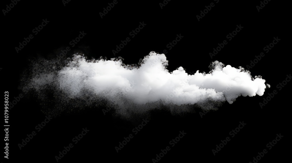 A large white smoke cloud billowing softly, set against a solid black backdrop A large white smoke cloud billowing softly, set against a solid black backdrop