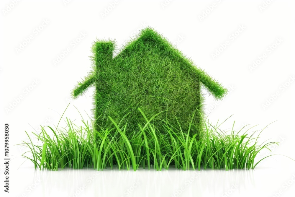 Grass home icon from grass background isolated on white Grass home icon from grass background isolated on white
