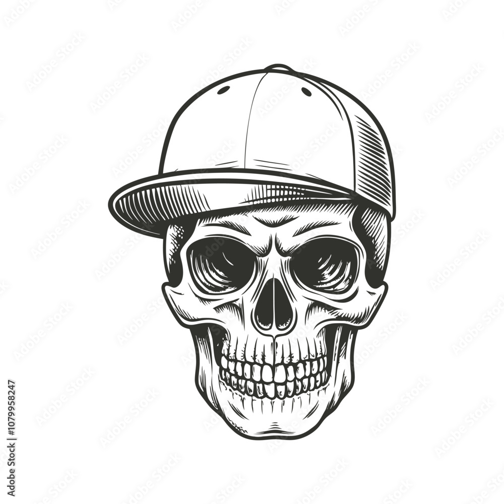 skull wearing hat hat drawing vector illustration skull wearing hat hat drawing vector illustration