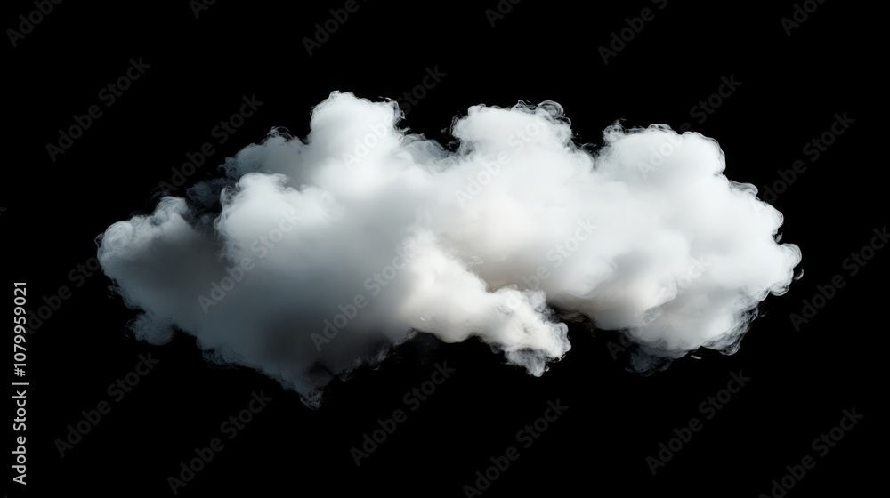 A large white smoke cloud billowing softly, set against a solid black backdrop A large white smoke cloud billowing softly, set against a solid black backdrop