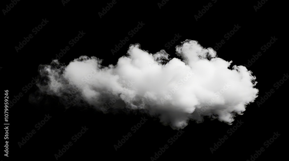 A light, airy white smoke cloud floating effortlessly, isolated on a solid black background A light, airy white smoke cloud floating effortlessly, isolated on a solid black background