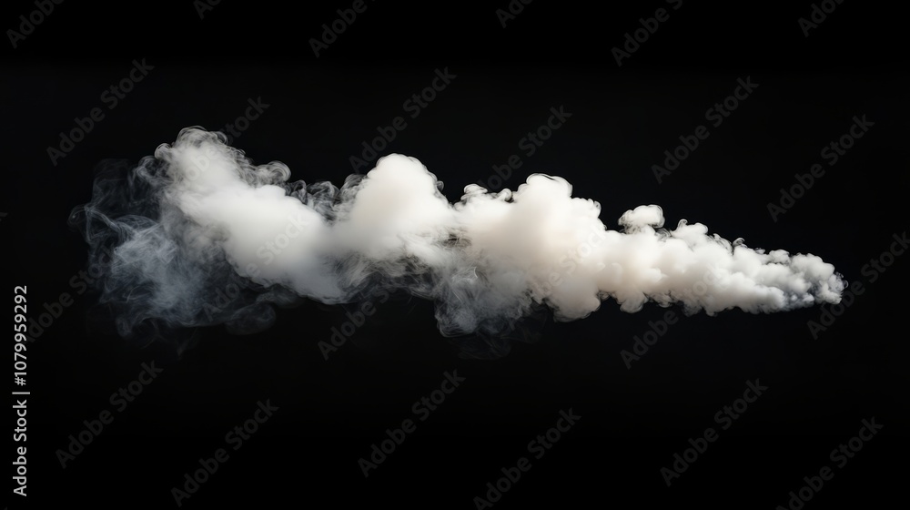 A light, airy white smoke cloud floating effortlessly, isolated on a solid black background A light, airy white smoke cloud floating effortlessly, isolated on a solid black background