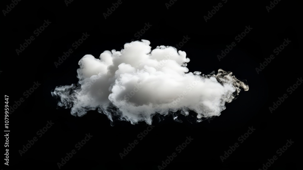 A light, airy white smoke cloud floating effortlessly, isolated on a solid black background A light, airy white smoke cloud floating effortlessly, isolated on a solid black background