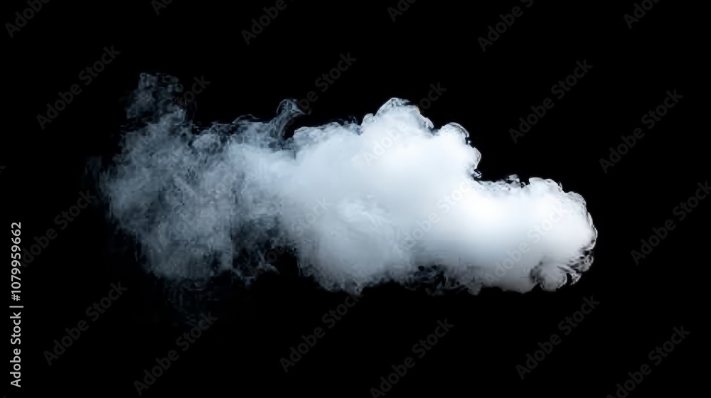 A light, airy white smoke cloud floating effortlessly, isolated on a solid black background A light, airy white smoke cloud floating effortlessly, isolated on a solid black background