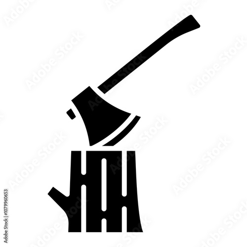 Illustration of Wood Axe Glyph Icon