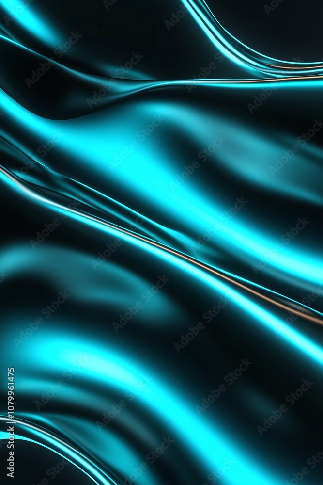 Obraz premium Smooth and Shiny Turquoise Surface with Elegant Curves and Reflections Ideal for Backgrounds, Textures, and Abstract Art in Modern Design Projects