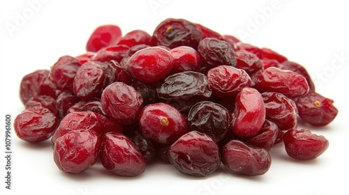 A close-up view of a pile of dried cranberries, showcasing their rich color and texture, perfect for culinary and health-themed projects.