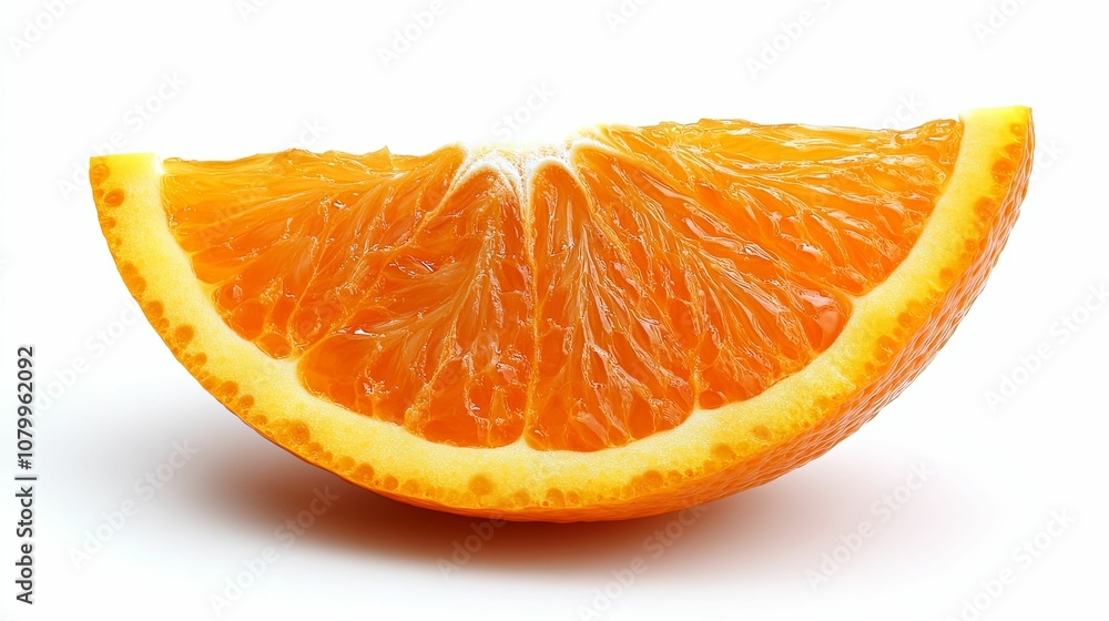 A Single Sliced Orange Segment Isolated on White Background A Single Sliced Orange Segment Isolated on White Background