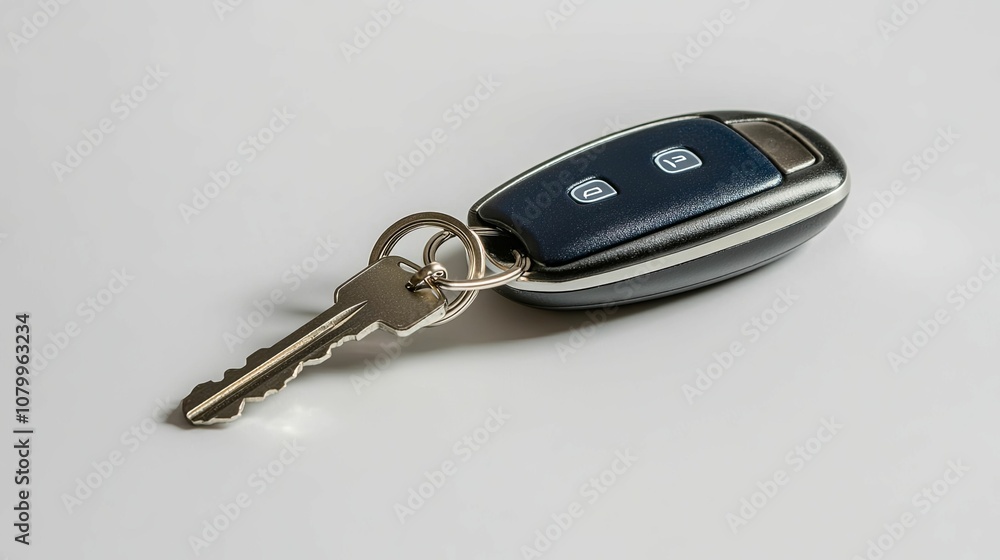 Black Key Fob with Metal Key and Ring Black Key Fob with Metal Key and Ring