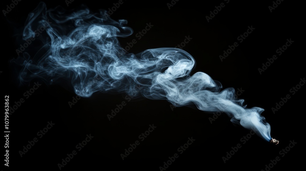A mesmerizing white smoke spiral gently floating upward, isolated beautifully on a black background A mesmerizing white smoke spiral gently floating upward, isolated beautifully on a black background