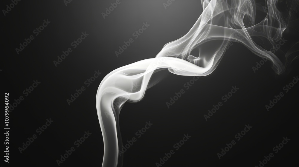 A mesmerizing white smoke spiral gently floating upward, isolated beautifully on a black background A mesmerizing white smoke spiral gently floating upward, isolated beautifully on a black background