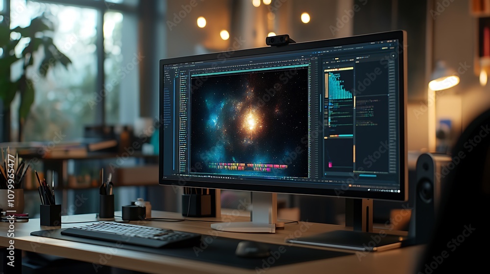 Desktop with Galaxy Wallpaper Desktop with Galaxy Wallpaper