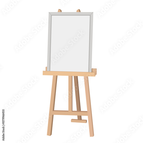 An easel for painting with a blank canvas, isolated on a white background.Vector illustration.