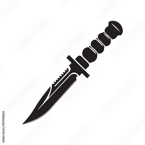 Military knife silhouette vector illustration on white background