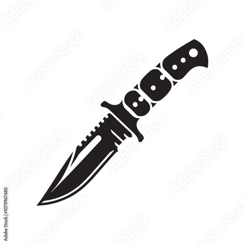 Military knife silhouette vector illustration on white background