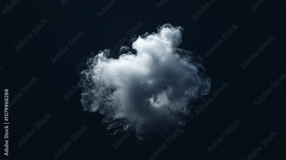 A small, tight white smoke puff swirling in motion, set against a dark background A small, tight white smoke puff swirling in motion, set against a dark background