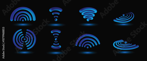 wave sound wifi light signal effect radar blue sensor radio neon vector touch background glow digital sonic tech scan technology sonar air round wireless abstract radial ring frequency circle water 3d