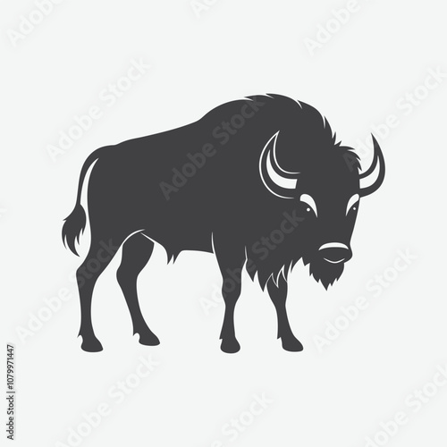 Buffalo Silhouette Vector Isolated on White Background Perfect for Design Projects and Illustrations