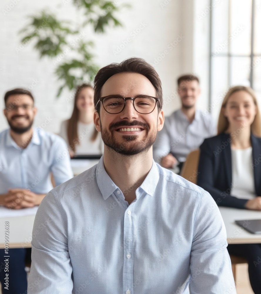 Focused individual leading a group in a meeting