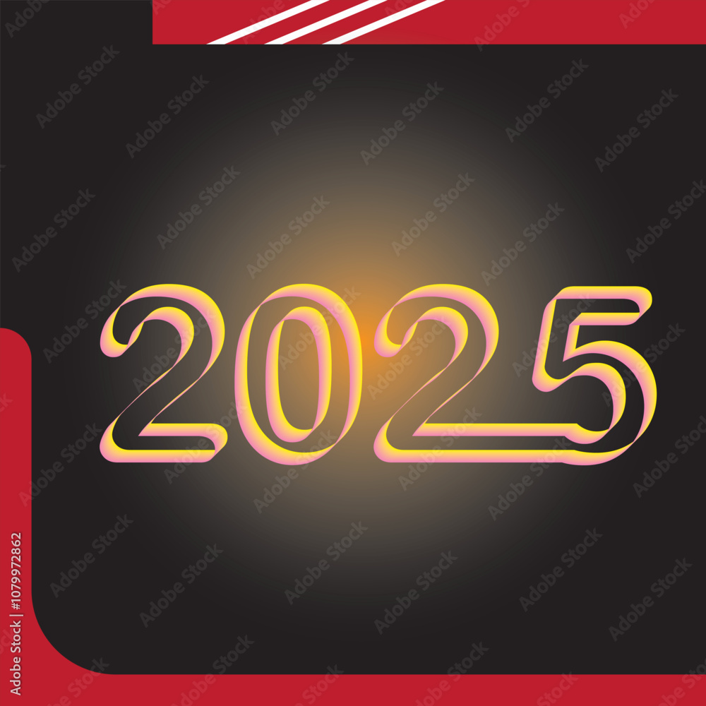 card or banner to wish a happy new year 2025 in gold the 0 is a clock on a dark blue gradient background with gold colored stars and circles in bokeh effect